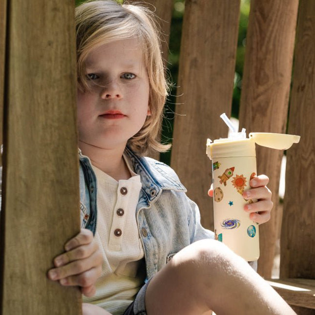 IZY Kids Thermos bidon - Yellow Space - 350ML To-Go Insulated Water Bottles