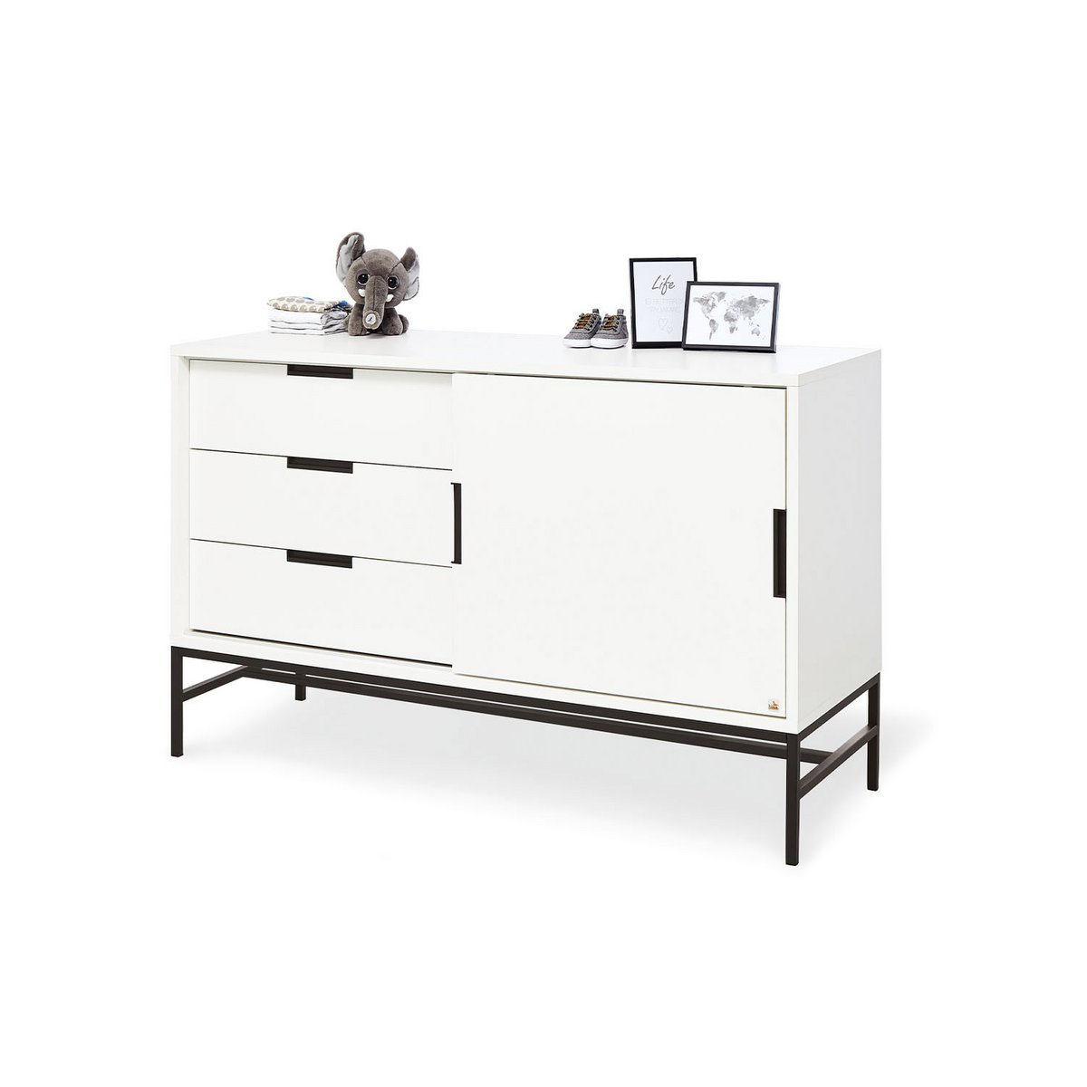 Startset 'Steel' extra breed groot3 delen: ledikant, extra brede commode, grote kledingkast