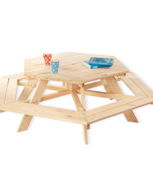 Kinderpicknickbank 'Nicki 6-Eck' naturel