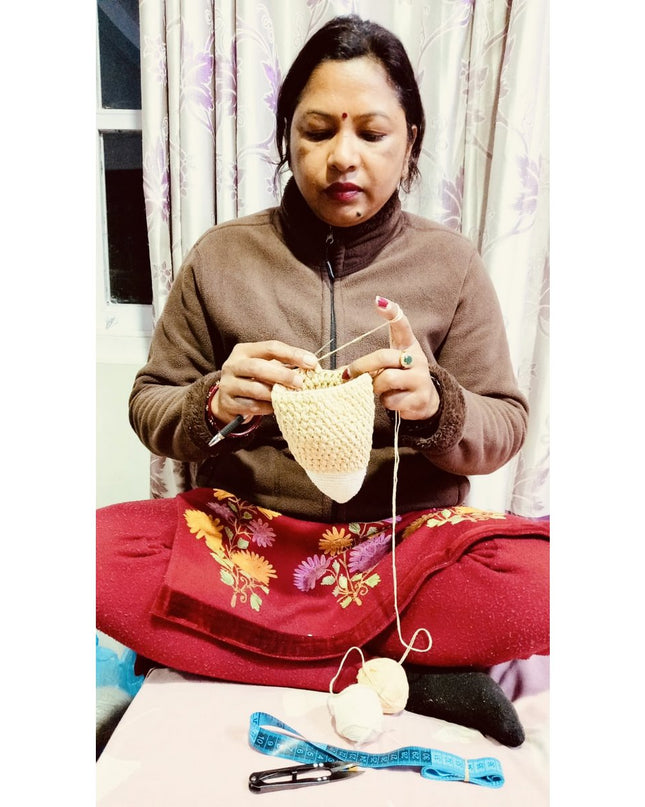Luna-Leena wanddecoratie grote vis - zand - biologisch katoen - handgehaakt in Nepal