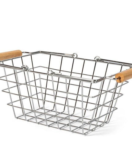 Winkelmandje met houten handvatten