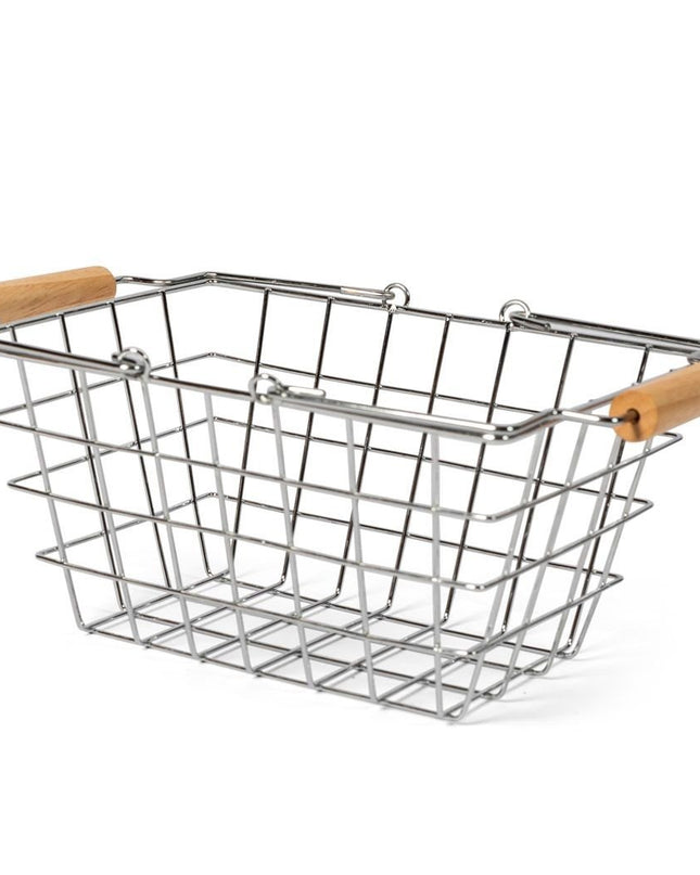Winkelmandje met houten handvatten