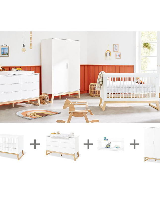 Startset 'Bridge' extra breed, incl. wandplank4 delen: ledikant, extra brede commode, 2-deurs kledingkast, wandplank
