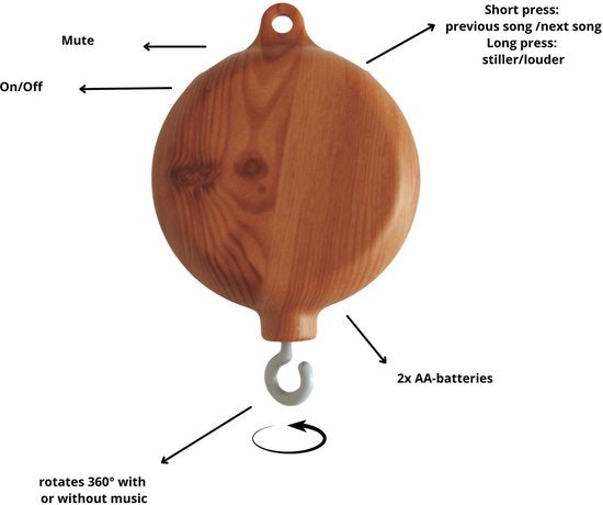 Babymobiel Muziekdoos Hout
