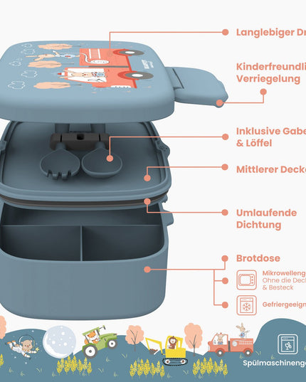 Children's lunch box with compartments, light and leak-proof - Fire Department
