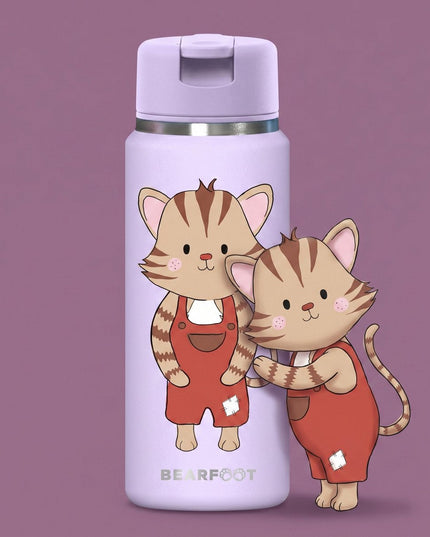 TINY Thermo kinderdrinkfles bidon RVS - kat paars - 200ml