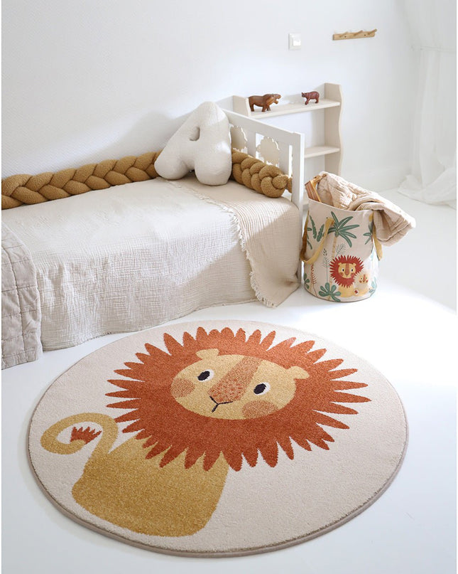 Rond Kinder Tapijt Small Lion Tiaggo vloerkleed – OEKO-TEX-gecertificeerd