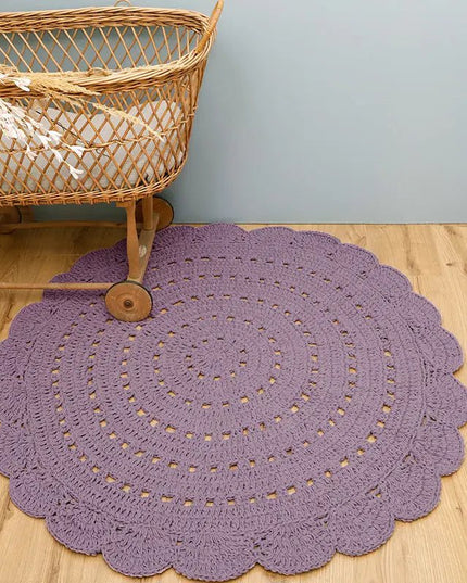 Alma Purple – Handgehaakt rond vloerkleed voor kinderen - vloerkleed