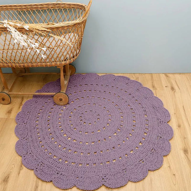 Alma Purple – Handgehaakt rond vloerkleed voor kinderen - vloerkleed