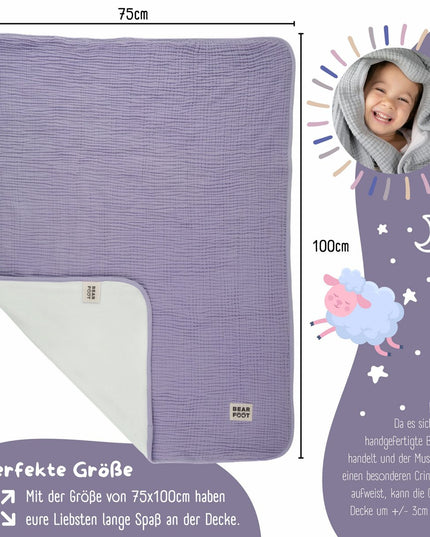Baby blanket musselin fleece blanket fluffy soft - purple
