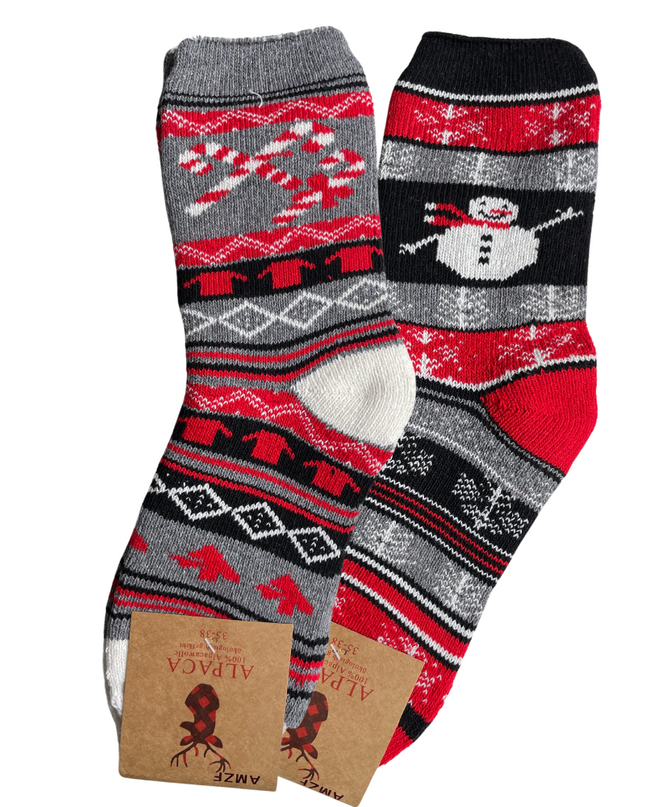 green-goose Alpaca Damessokken - 2 Paar - Kerst - 95% - dames - kerst 2025