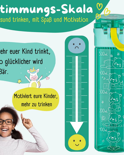 Kindertrinkflasche, 500 ml, hell – Logo Mint