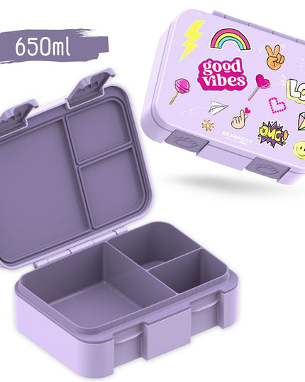 Sustainable Bento COMPACT lunch box - with compartments, leak-proof, BPA-free - purple sticker