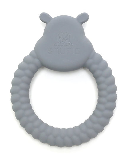 HIPPO | Soft Silicone Teething Toy | Steel | Bijtring