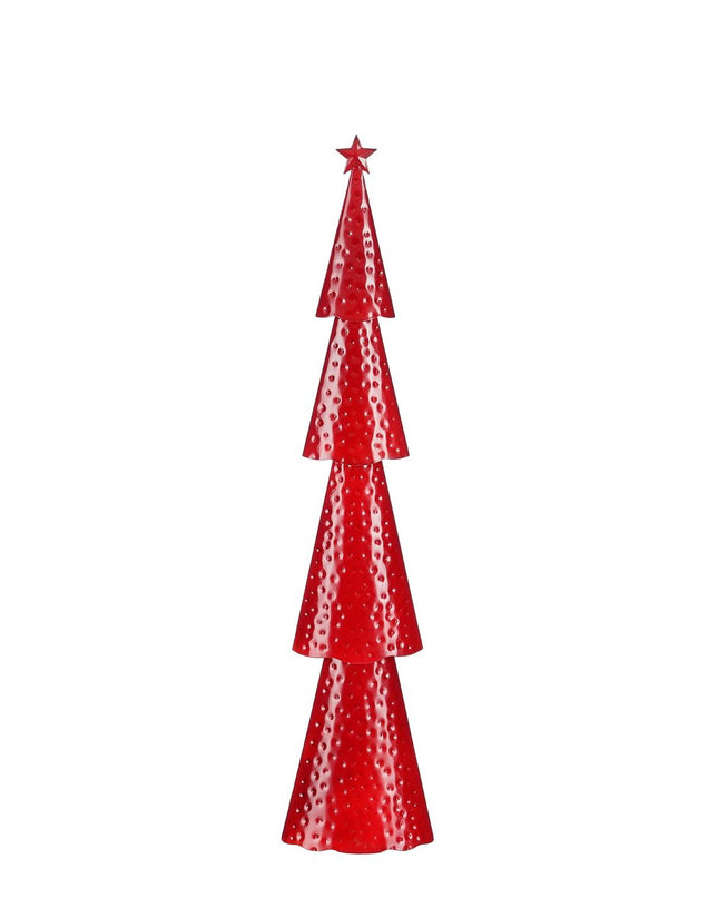 Decoratie Kerstboom - L15 x B8 x H68 cm - IJzer - Rood