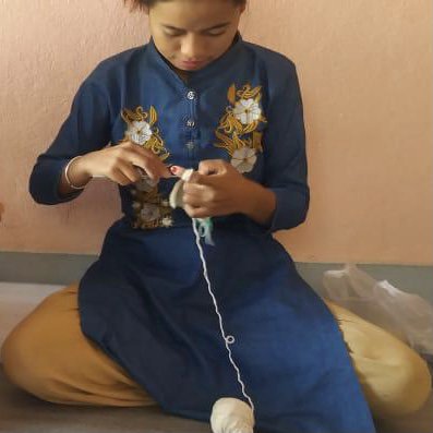 Luna-Leena airplane flat cuddle cloth with sound - blue - organic cotton handmade in Nepal
