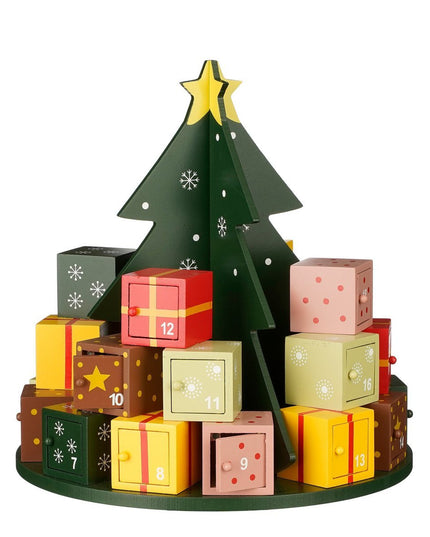 Adventskalender - H30 x Ø28 cm - MDF - 100% FSC - Meerkleurig kerst 2025