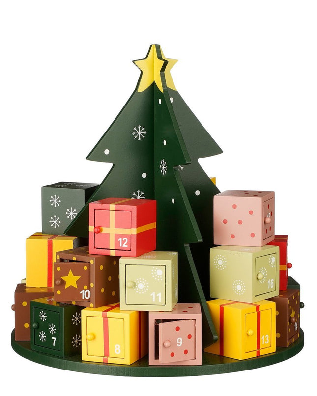Adventskalender - H30 x Ø28 cm - MDF - 100% FSC - Meerkleurig kerst 2025