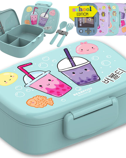 Children's lunch box with compartments, leak-proof - BubbleTea, mint