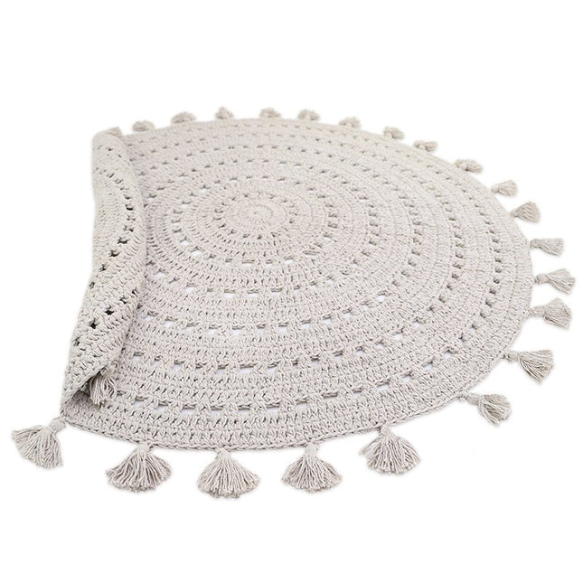 Nila Pearl Grey – Gehaakt kindervloerkleed van 100% katoen