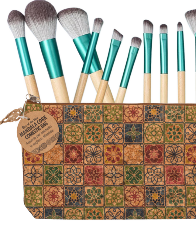 green-goose Bamboe Make-up Kwasten in Kurk Tasje