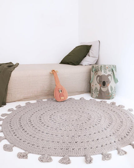 Nila Pearl Grey – Gehaakt kindervloerkleed van 100% katoen