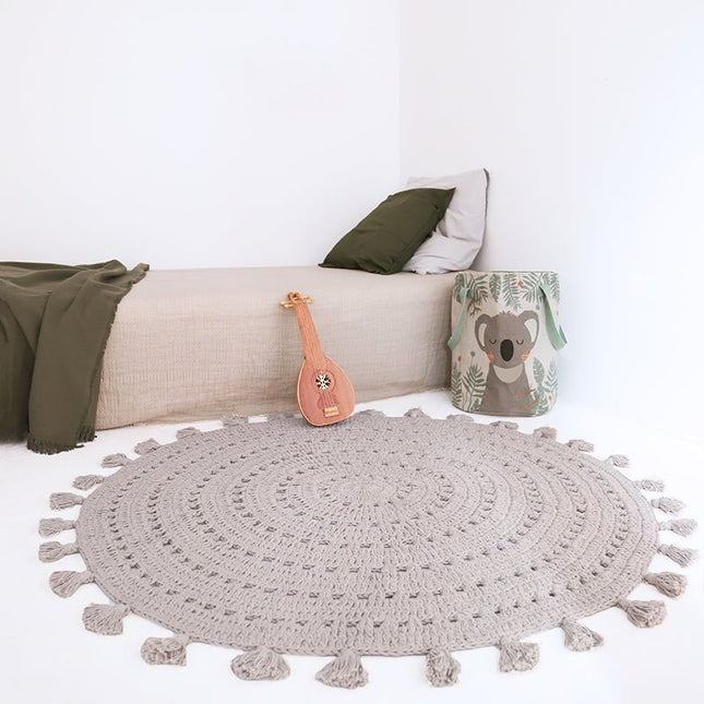 Nila Pearl Grey – Gehaakt kindervloerkleed van 100% katoen