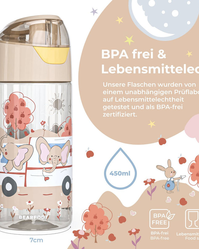 Children's water bottle, lightweight water bottle - elephants