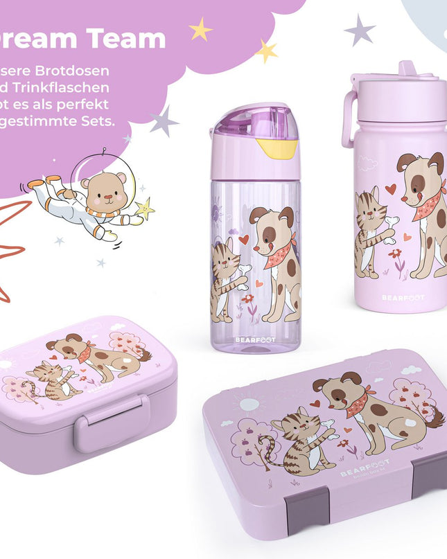 Children's lightweight water bottle - dog &amp; cat pink