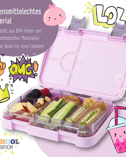 Kinderlunchbox met vakken, lunchbox, bentobox - paars
