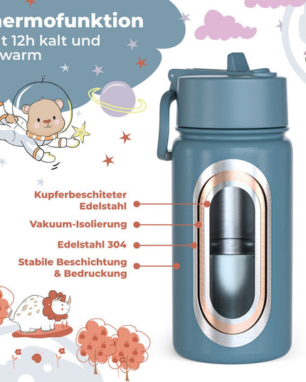 Thermo children's drinking bottle stainless steel - water bottle - thermo - Dog &amp; Cat blue