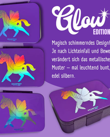 Leichte, auslaufsichere Lunchbox mit Fächern – Unicorn GLOW