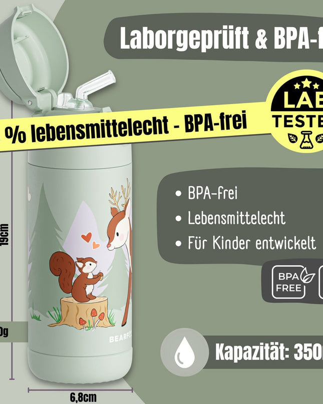 Thermo kinderdrinkfles bidon RVS - hertgroen