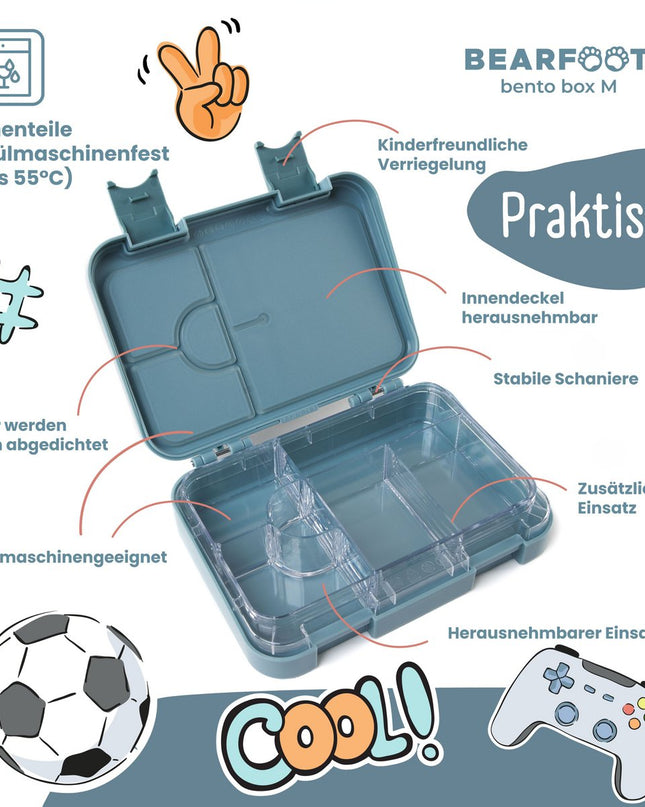 Kinder-Lunchbox mit Fächern, Lunchbox, Bento-Box – blau