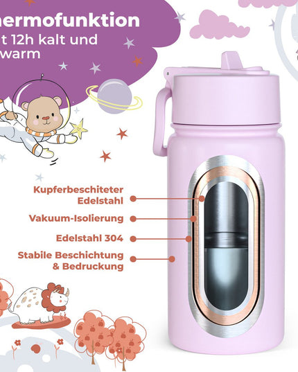 Thermo children's drinking bottle stainless steel - water bottle - thermo - BubbleTea purple