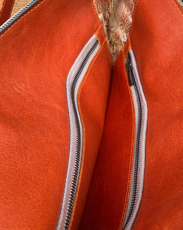 Gissy Kurk en Leer Handtas XL - Oranje