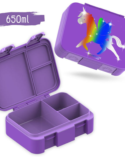 Leichte, auslaufsichere Lunchbox mit Fächern – Unicorn GLOW
