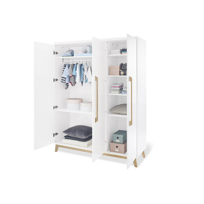 Startset 'Hilda & Riva' extra breed groot, wit, incl. wandplank4 delen: huisbed, extra brede commode, grote kledingkast, wandplank