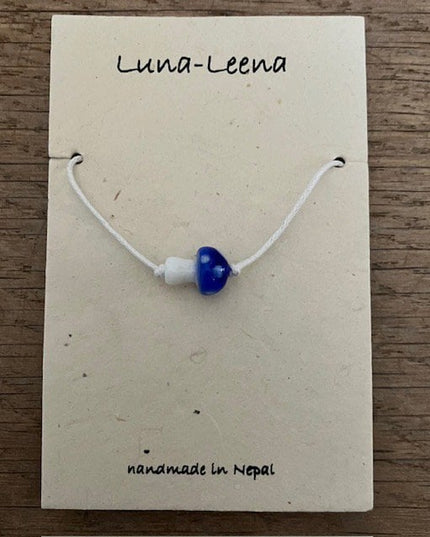 Luna-Leena kinderarmband paddestoel blauw - handgemaakt in Nepal