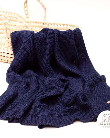 Babydekentje | Gebreid | Blauw | Katoenen deken