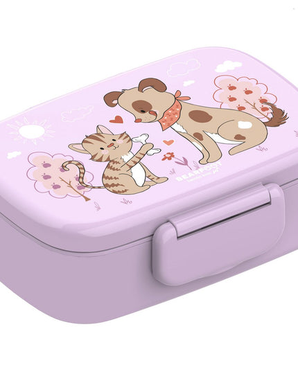 Children's lunch box with compartments, light and leak-proof - Dog &amp; Cat