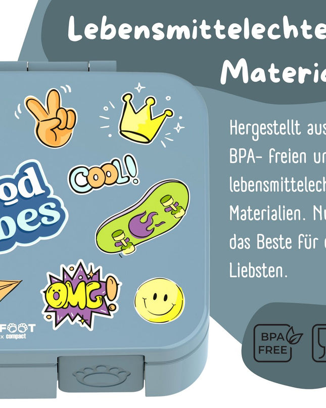 Laubdose mit Fächern, Licht und Auslaufschutz - Aufkleber blau