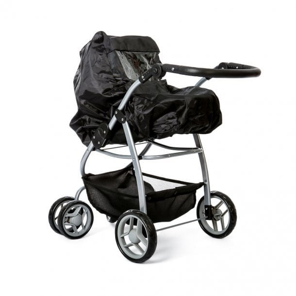 Regenhoes voor poppenwagen zwart