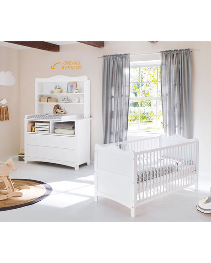 Startset 'Florentina' extra breed, incl. extra brede kast
3 delen: ledikant, extra brede commode incl. Extra brede kast