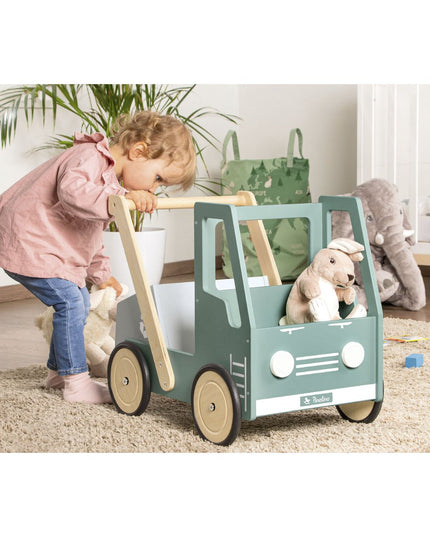 Leren loopwagen 'Kipplaster Fred', groen