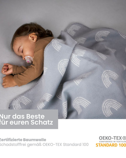 Organic cotton baby blanket, Made in Germany, rainbow - gray