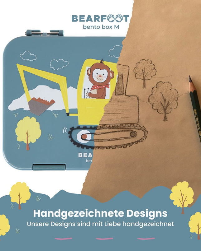 Kinder-Lunchbox mit Fächern, Lunchbox, Bento-Box – Affenblau