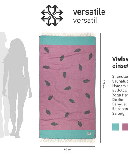 WATERMELON RED - 100% Cotton - Hammam Towel &amp; Beach Towel