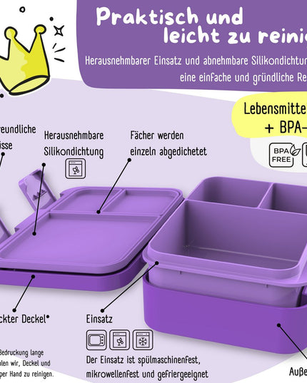 Leichte, auslaufsichere Lunchbox mit Fächern – Unicorn GLOW