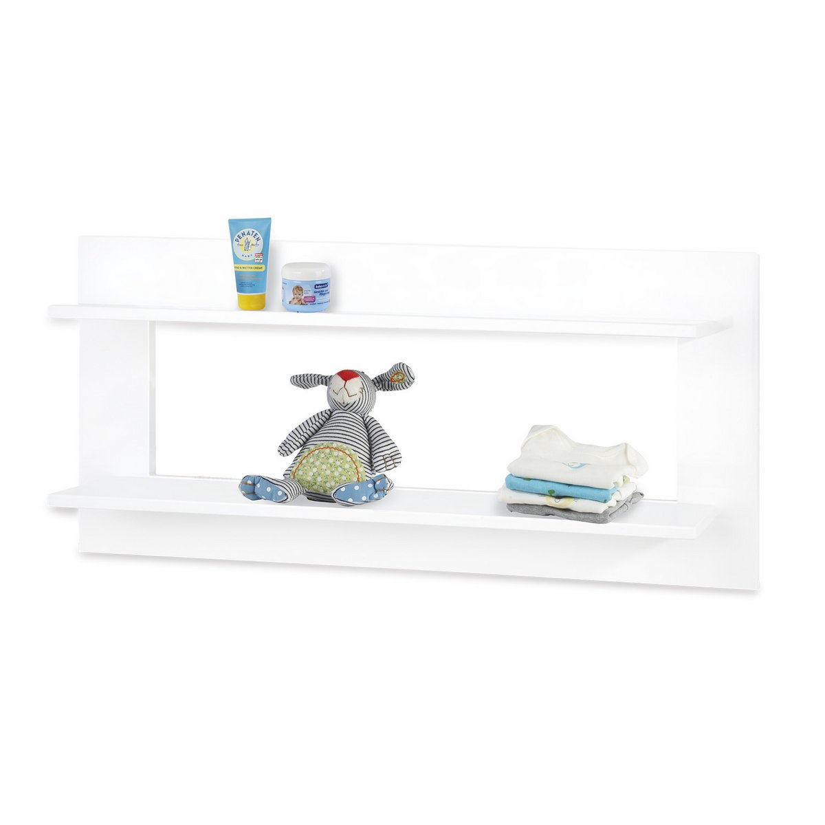 Startset 'Hilda & Riva' extra breed groot, wit, incl. wandplank4 delen: huisbed, extra brede commode, grote kledingkast, wandplank